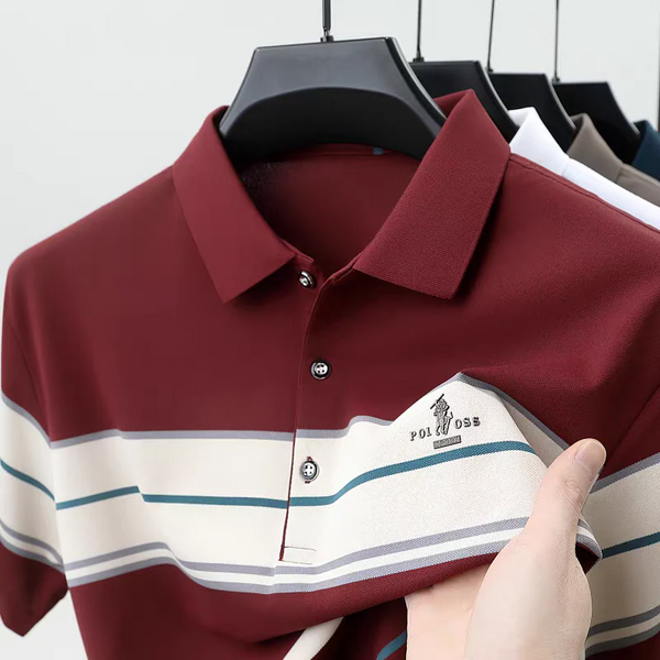 Ravicos Premium Maroon Striped Polo T-Shirt | Men's Cotton Regular Fit Half Sleeve Polo